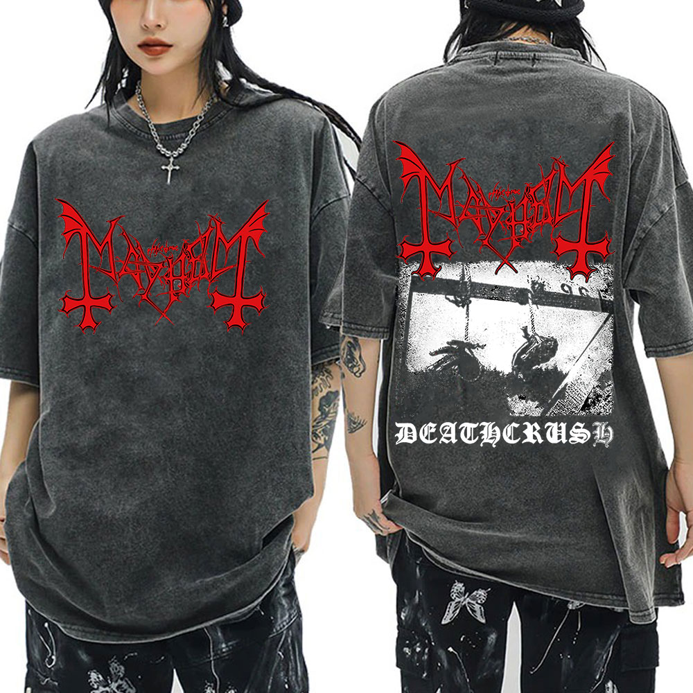 Crossfit Mayhem - Darkthrone Mayhem-camisetas lavadas Vintage para hombre